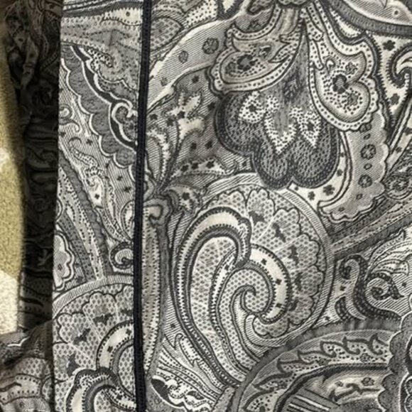 Vintage Ralph Lauren Grey Paisley King Duvet Cover with Navy Striped Trim - Picture 3 of 5